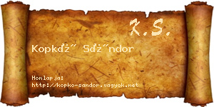 Kopkó Sándor névjegykártya